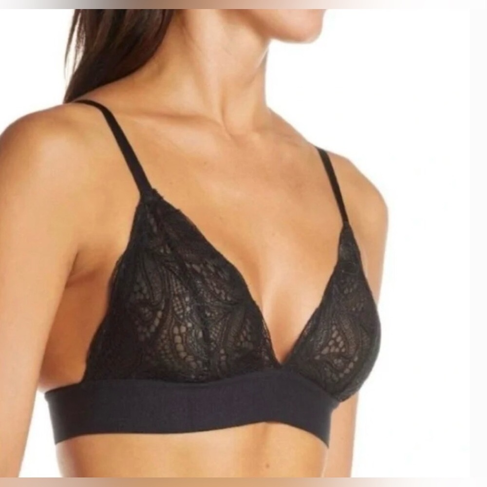 Lively Women’s Small Black Long-lined‎ Bralette Lace Wireless Back Closure NEW